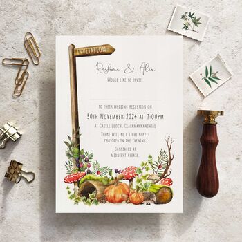 Autumn Woodland Wedding Invitation Suite, 6 of 12