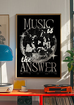Music Is The Answer Disco Ball | House Music | Music Poster | Wall Art | Groovy | Bold | Typographic | Dj | Wall Decor |, 9 of 11