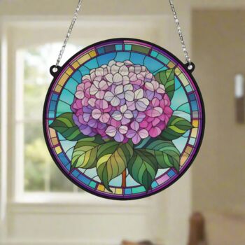 Hydrangea Stained Glass Effect Suncatcher, 3 of 6