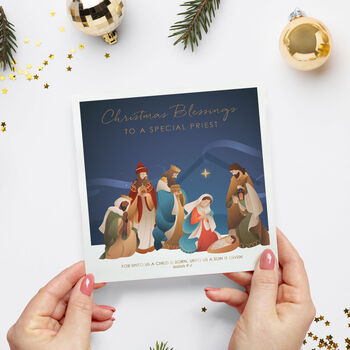 Nativity Priest Christmas Card, 2 of 4