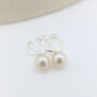 Sterling Silver Round Pearl Huggie Hoop Earrings, thumbnail 3 of 5