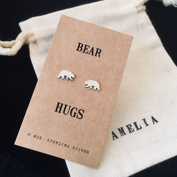 Sterling Silver Bear Hugs Earrings, 2 of 3