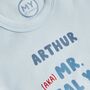 Personalised Blue Mr Steal Your Heart Bodysuit, thumbnail 2 of 4