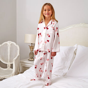 Personalised Girl's Pink Heart Long Sleeve Pyjama Set, 4 of 4