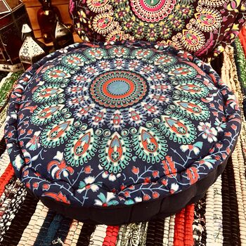 Peacock Print Large Bohemian Floor Meditation Cushion, 5 of 8