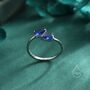 Sterling Silver Toi Et Moi Pear Cut Sapphire Blue Cz Open Ring, thumbnail 5 of 12