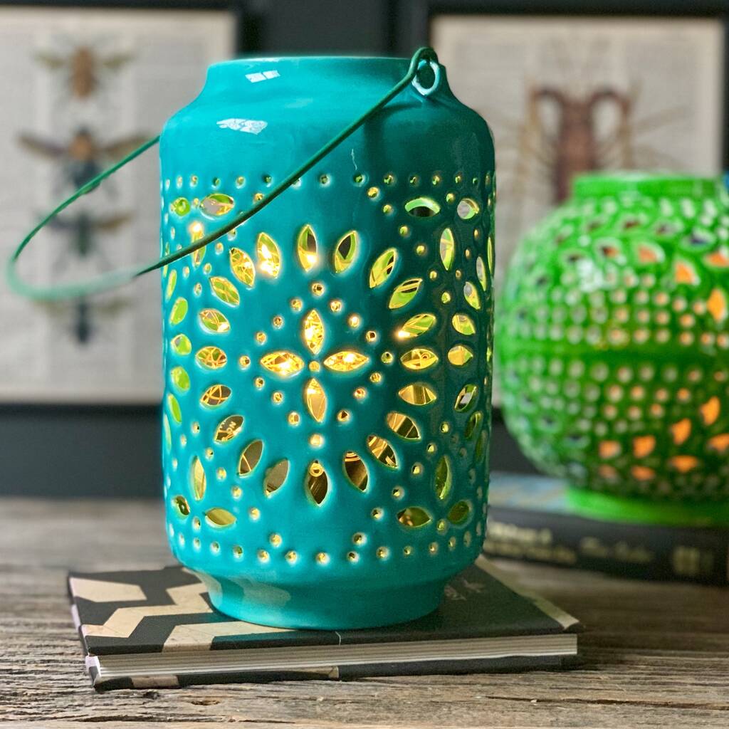 turquoise outdoor lantern