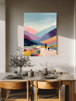 Mountain Runner And His Dog Landscape Art Print, 2 of 5