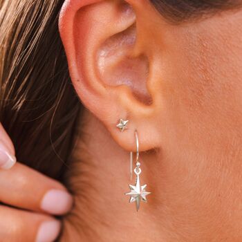 Sterling Silver North Star Earrings, 2 of 6