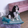 Embroidered Pet Bed And Bone Gift Set Teal Velvet, thumbnail 1 of 9
