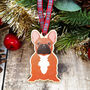 French Bulldog Hanging Wooden Christmas Decoration, thumbnail 3 of 6
