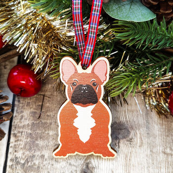 French Bulldog Hanging Wooden Christmas Decoration, 3 of 6