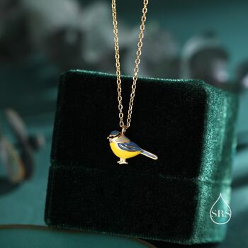 Sterling Silver Tiny Blue Tit Bird Pendant Necklace, 6 of 12