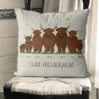 Personalised Highland Cow Family Cushion, 2 of 6