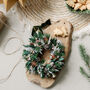 Frosted Dried Flower Christmas Wreath Bauble, thumbnail 3 of 4