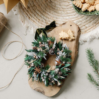 Frosted Dried Flower Christmas Wreath Bauble, 3 of 4