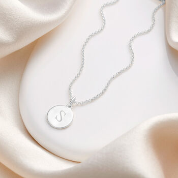 Personalised Cherish Disc Necklace Sterling Silver | Baptism | 1st Birthday | Engraved Jewellery, 2 of 5