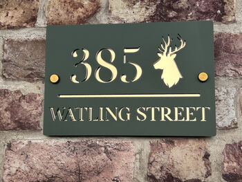 Personalised Stag Design House Acrylic Number Sign, 9 of 11