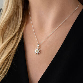 Personalised Sterling Silver Water Lily July Birth Flower Pendant Necklace, 2 of 8