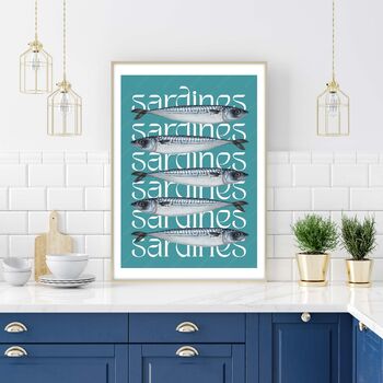 Sardines Print On Typography Background, 2 of 4