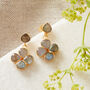 Labradorite Clover Gold Plated Silver Stud Earrings, thumbnail 5 of 12