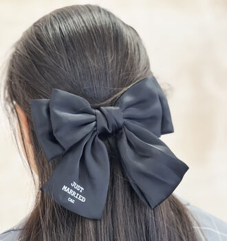Just Married Personalise Satin Bow Clip, 2 of 5