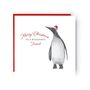 Merry Christmas To A Wonderful Friend Penguin Christmas Card, thumbnail 1 of 4