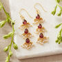 Garnet Seed Pearl Gold Plated Silver Long Drop Earrings, thumbnail 4 of 12