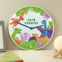 Personalised Dinosaur Wooden Childrens Clock, thumbnail 1 of 3