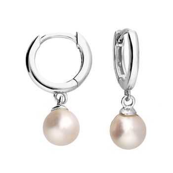 Chloe Sterling Silver Pearl Huggies, 2 of 3