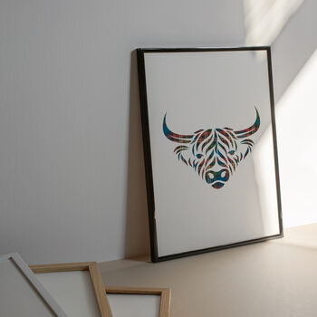 Colourful Tartan Highland Cow Print, 2 of 3