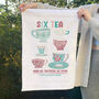 Personalised Six Tea Tea Towel 60th Birthday Present, thumbnail 3 of 4