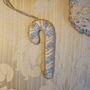 Luxury Irish Linen Festive Candy Cane Christmas Tree Decoration, thumbnail 5 of 7