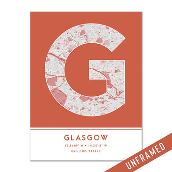 Glasgow City Map Wall Art Print, 8 of 9