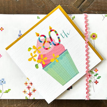Cupcake 80th Birthday Card, 3 of 4