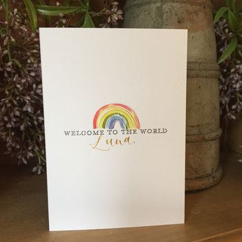 Welcome To The World Personalised Rainbow Greeting Card, 5 of 9