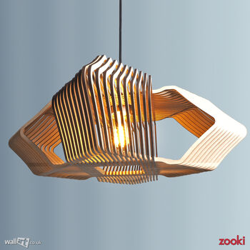 Zooki 19 'Aten' Wooden Pendant Light, 3 of 10