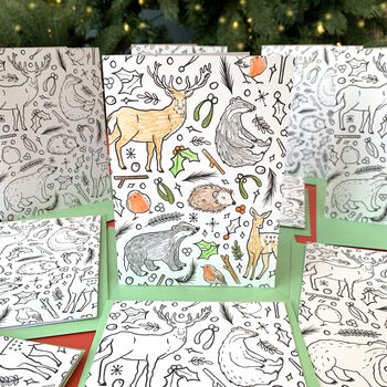 Colouring In Christmas Card Activity Pack Of 12, 8 of 9