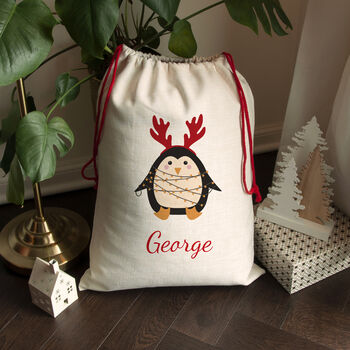 Personalised Christmas Penguin Christmas Sack, 3 of 4