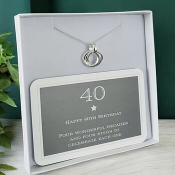 40th Birthday Sterling Silver Rings Necklace, 4 of 5