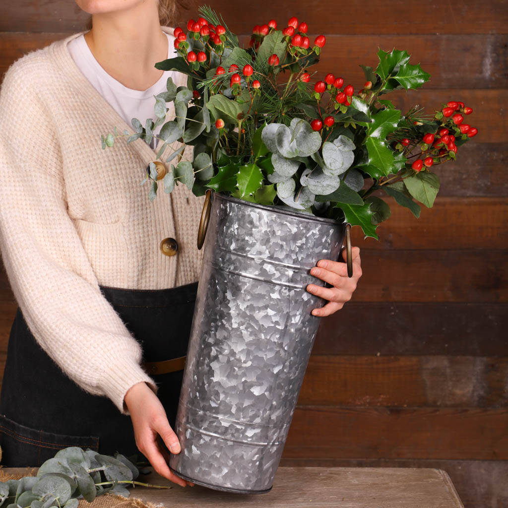 Vintage Style Galvanised Florist Buckets By Dibor