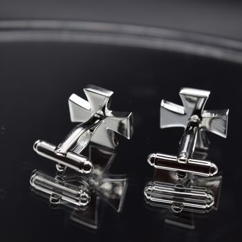 Red Cross Cufflinks Gift Enamel And Silver Trimmed Design For Men, 5 of 5