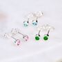 Tiny Sterling Silver Birthstone Stud Earrings, thumbnail 5 of 11