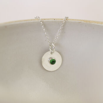 Handmade Sterling Silver Birthstone Disc Pendant, 3 of 4