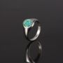 Green Oval Opal Silver Steel Signet Ring, thumbnail 8 of 12