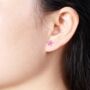July Ruby Birthstone Flower Stud Earrings, thumbnail 2 of 7
