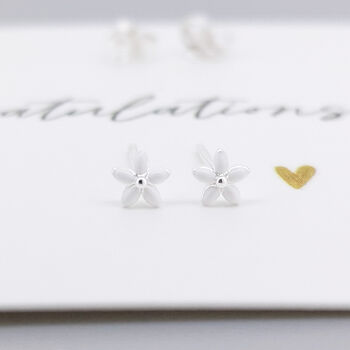 Mini Sterling Silver White Daisy Flower Stud Earrings, 3 of 5