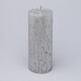 G Decor Adelle Silver Veil Signature Waxwork Pillar Candle In Frosted Metallic Grey, thumbnail 3 of 5