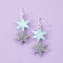 Silver Glitter Acrylic Star Dangle Earrings, thumbnail 1 of 4