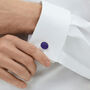 Woven Fabric Faced Cufflinks Purple, thumbnail 2 of 4